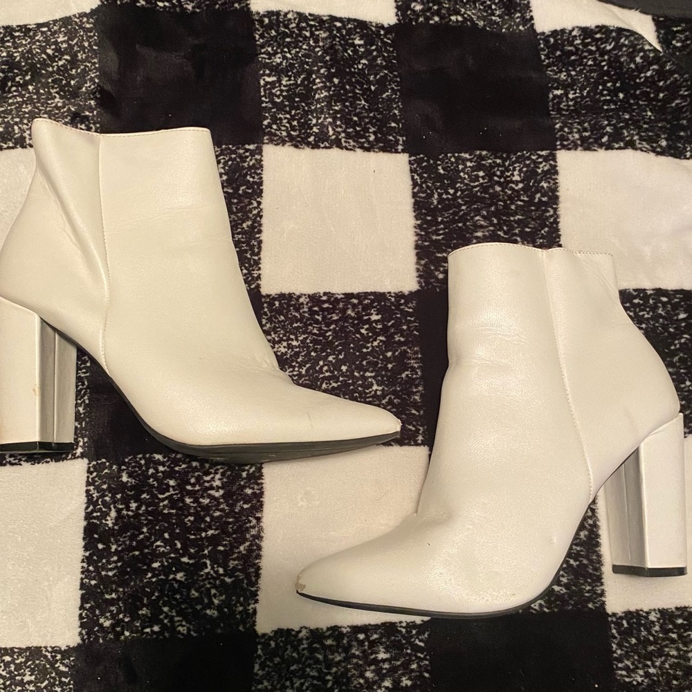White heeled boots